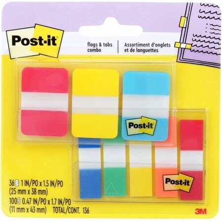 3M Commercial Flag, Postit, Combo, Ast, 136PK MMM686COMBO1